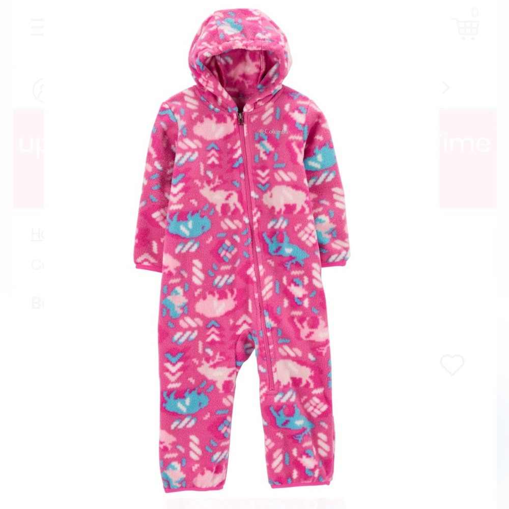 Columbia Pink Fleece Infant Bunting Snowsuit Onesie